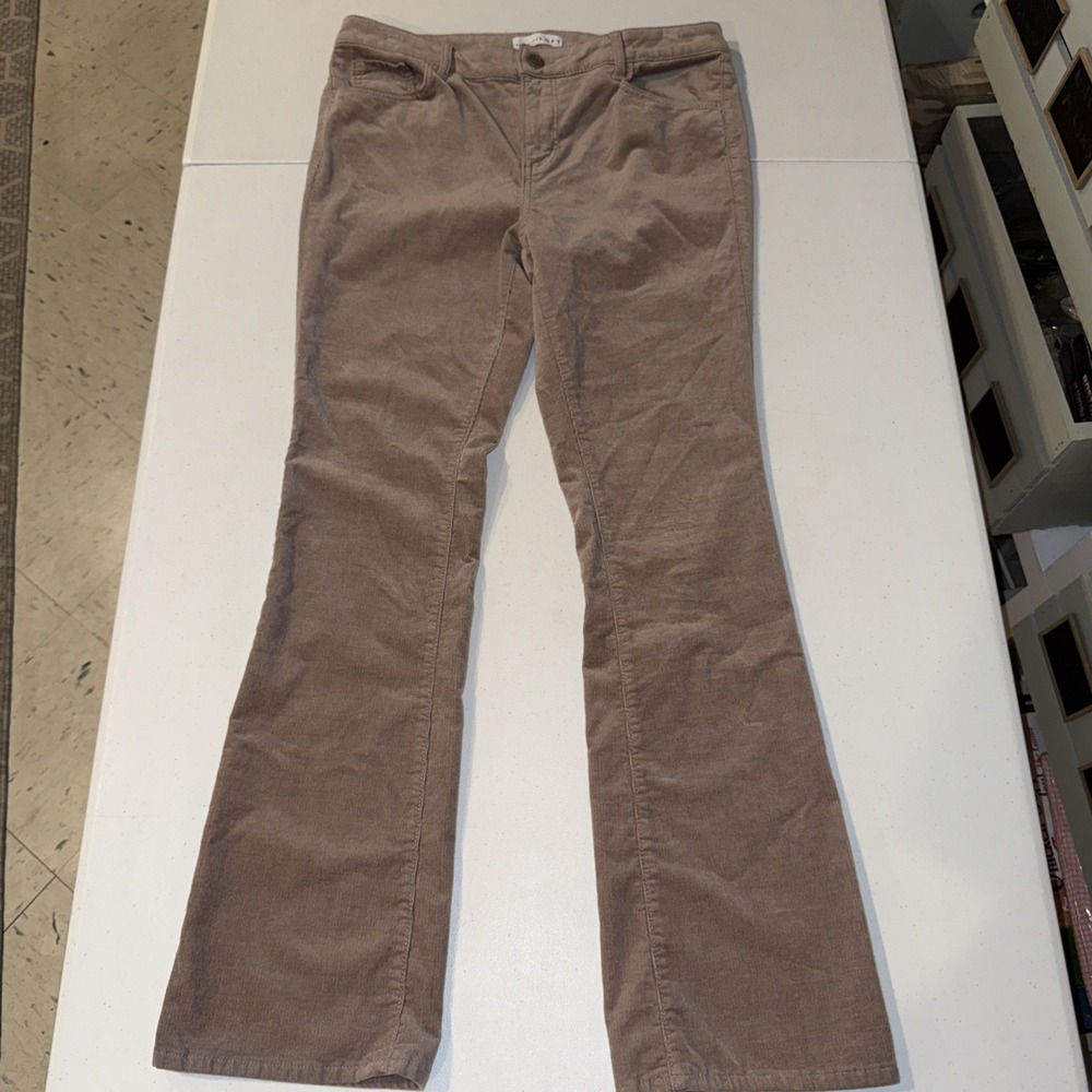 Ann Taylor Loft Marisa Women's Corduroy Pants Size 10 Beige Bootleg Stretch